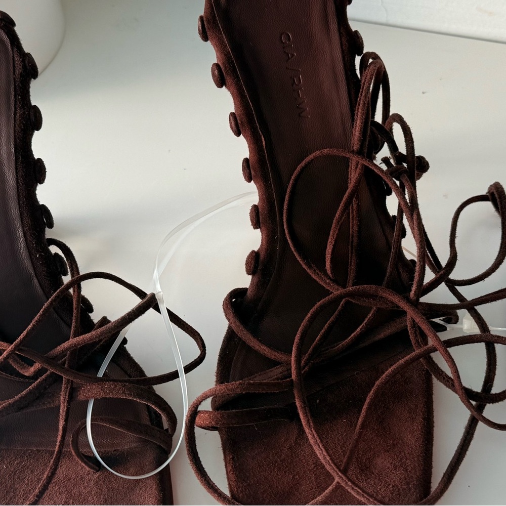 GIABORGHINI suede Brown Lace-Up Women's heels - Picture 6 of 8